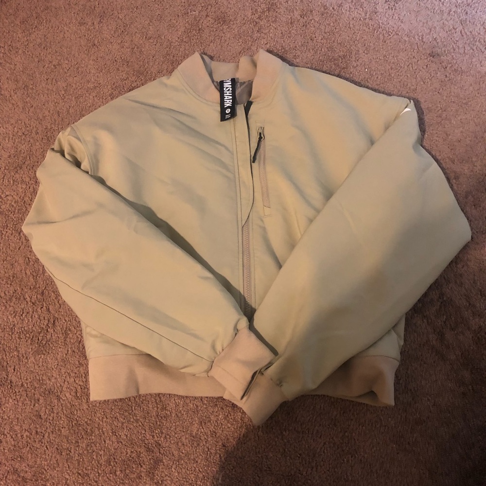Gymshark Cropped Bomber Jacket (Tan)